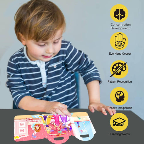 2 Pack Reusable Sticker Book, Princess and Mermaid Stickers for Kids Activity Travel Removable Sticker Books for Girls Boys Educational Learning T...