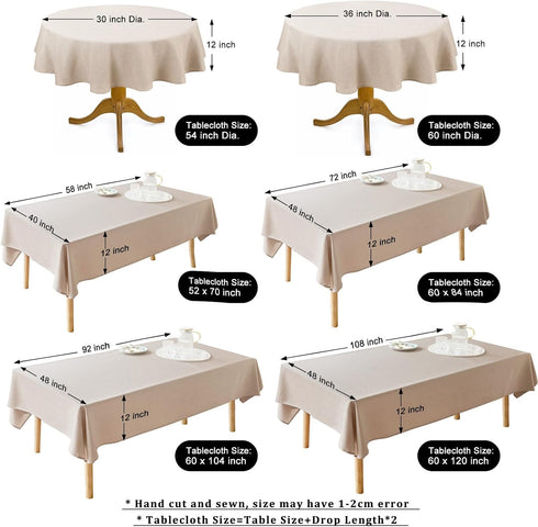 Textured Tablecloth Rectangle 52x70 Water Resistant Spill-Proof Wipeable Table Cloth Wrinkle Free Fabric Dining Table Cover for Birthday Party Far...