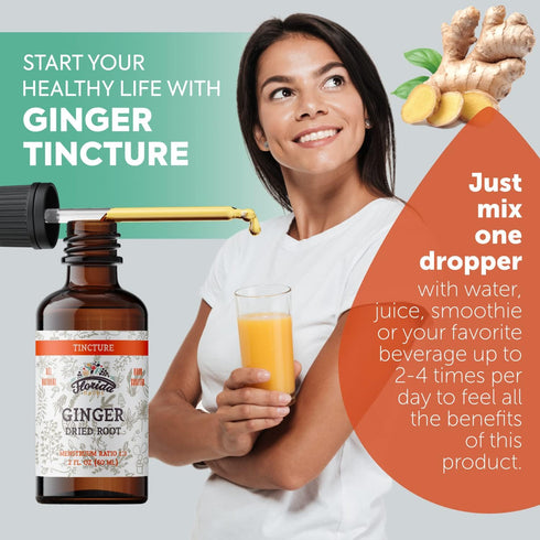Ginger Tincture, Organic Ginger Extract (Zingiber officinale) Dried Root, Ginger Supplement, Ginger USA...