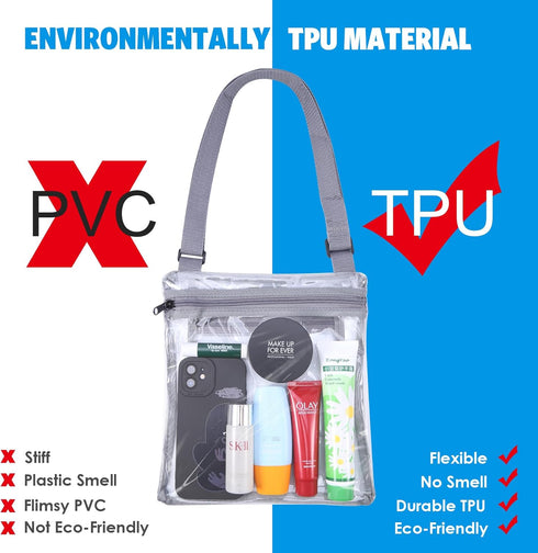 AMIR Clear Bag Stadium Approved - TPU Clear Purse for Women, Clear Crossbody Bag for Concerts, Festivals and Sports Events...