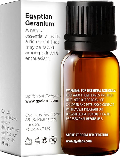 Gya Labs Egyptian Geranium Essential Oil for Diffuser - 0.34 Fl Oz - 100% Pure Natural Aromatherapy Geranium Oil for Skin, Hair Care, Massages & C...