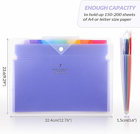 Skydue Expanding File Folders 7 Pockets File Folder with Snap Closure A4 and Letter Size Accordion Document Paper Organizer for Home School Office...