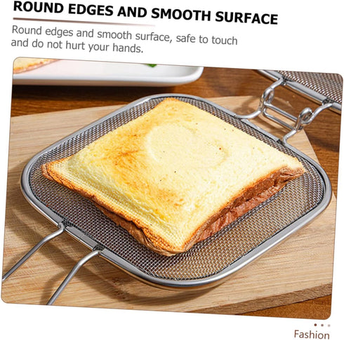 SUPVOX Sandwich Grill Folding Tray Microwave Toaster Sandwich Maker Bread Slice Grill Oven Bread Clip BBQ Grill Outdoor Household Bread Press Stai...