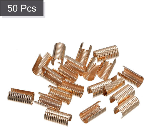 uxcell Leather Rope Clip, 50Pcs Cylindrical Crimping Cord Crimps Foldable String Leather Cord Fastener for DIY Lanyard, Tassel, Jewelry Making, Go...