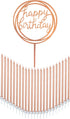 24 Count Tall Thin Metallic Rose Gold Slow Burning Birthday Candles in Holders with Matching Elegant Classy Cake Topper for Special Custom Birthda...