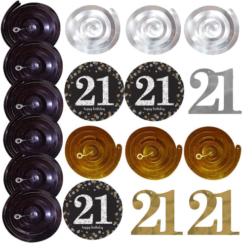 21st Birthday Party Decorations kit, 21st Birthday Gifts for Her/Him, Happy 21st Birthday Banner, Sparkling Celebration 21 Hanging Swirls,"Finally...