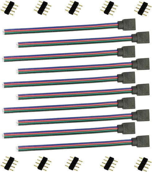 LED Connector 4 Pin LED Tape Connector RGB LED Ribbon Connector LED Controller Connector Cable LED Rope Jumper 4pin Female Wire for RGB 5050 3528 ...