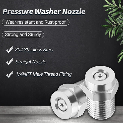 MroMax Pressure Washer Nozzle, 1/4NPT Thread 304 Stainless Steel Spray Tip, 2Pcs (0 Degree, 1.2mm Orifice Diameter) Silver Tone...