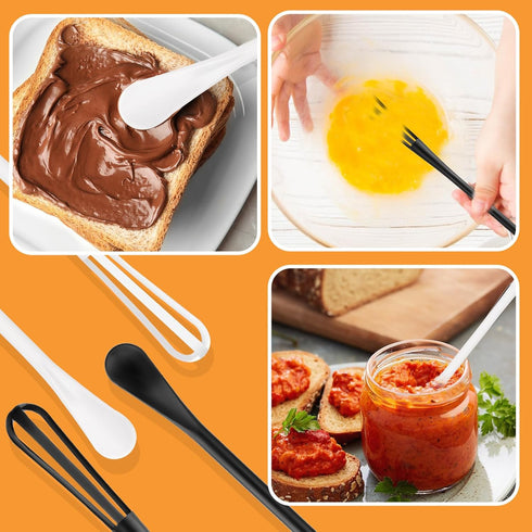2 in 1 Mini Whisk, 2 Pcs Multifunctional Small Whisk, Tiny Whisk Wisking Tool Small Mixing Balloon Whisk Long Handle Mini Spoon Manual Whisk Tool ...