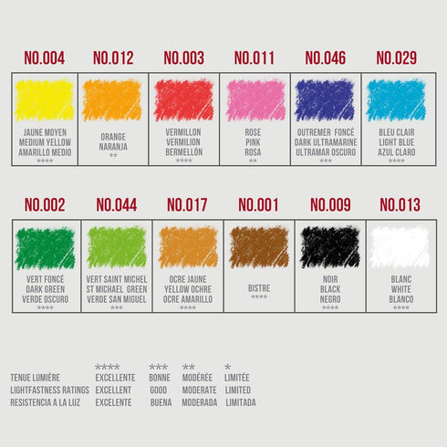 Conté à Paris Pastel Pencils with 12 Assorted Colors, Black...