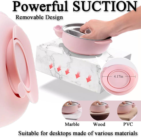 Baby Stainless Steel Bowl Stainless Steel Suction Plates for Baby Suction Cup Bowls with Lids Kid Suction Bowls for Toddlers & Kids with Utensils ...