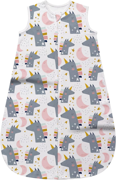 Baby Sleep Sack 6-18 Months 2-Way Comfy Soft Lightweight Zipper Baby Wearable Blanket 100% Cotton TOG 0.5 for Babies (Unicorn M)...