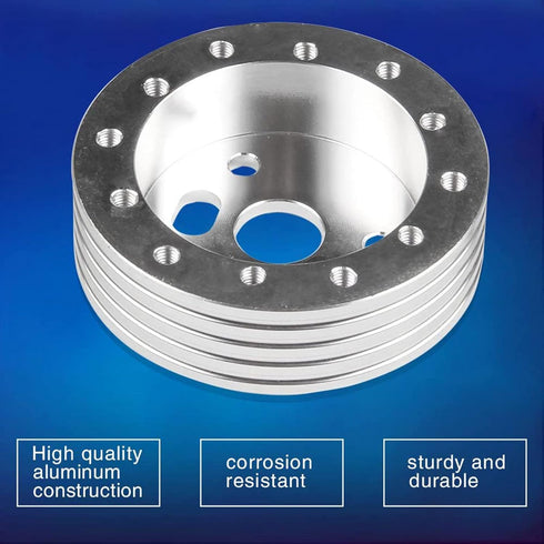 RULLINE 1" Steering Wheel Hub Adapter Conversion Spacer 6 Hole to 3 Hole Steering Wheel Adapter Grant Adapter Boss Kit Silver...