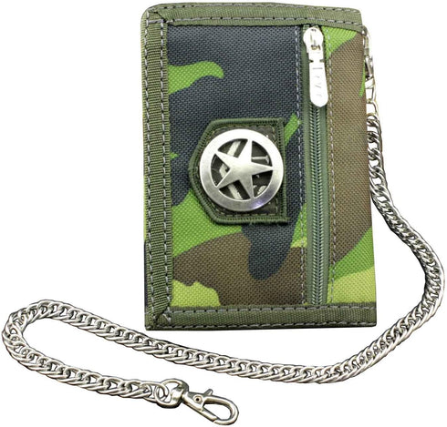 Men's Boy's Army Camouflage wallet Card Purse with safty Chain...