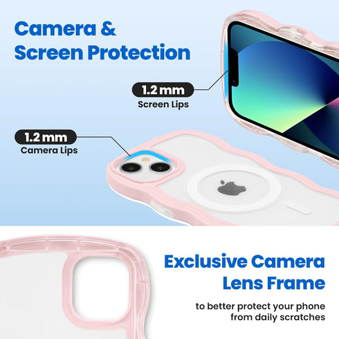 ZCDAYE Cute Curly Wave Case for iPhone 13, iPhone 13 (6.1 inch) Phone Case Compatible with Magsafe, Transparent Slim Shockproof Non-Slip Cover for...