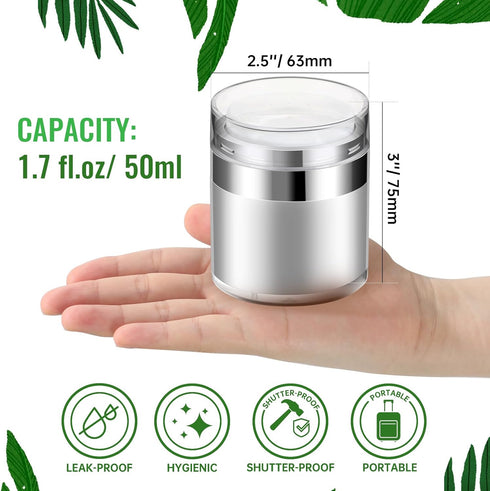 Airless Pump Jar 1.7oz, 50ml Airless Pump Bottles, Acrylic Moisturizer Pump for Thick Moisturizer, Skincare Cream (1.7fl.oz-1Pack)...