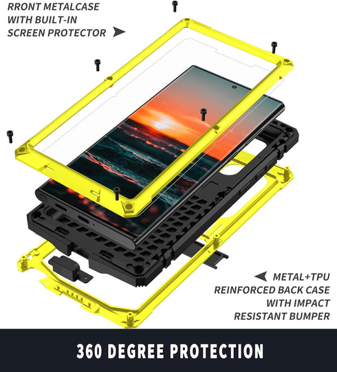 Samsung S22 Ultra 5G Metal case with Kickstand Screen Protector Case Sturdy Military Armor Durable Full Body Heavy Duty Shockproof Drop Tested Out...