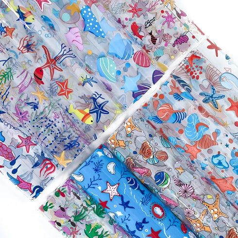 | 10 Pieces Clear PVC Vinyl Sheets, A4 Size See Through Waterproof Vinyl Fabric for Bows Earrings Making-Ocean Starfish...