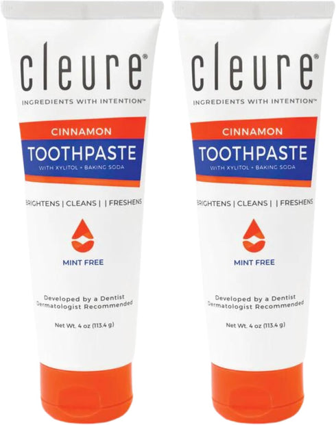 Cleure Cinnamon No Fluoride Toothpaste - SLS Free, Mint Free - with Xylitol for Fresh Breath & Helps Whiten - for Kids & Adults - Cinnamon Flavore...