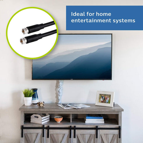Philips RG6 Dual Shield Coaxial Cable, 15 ft. Ideal for TV Antenna DVR VCR Satellite Cable, F-Type Connectors, 3Ghz Digital, Black, SWX9245A/27...