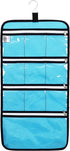 Hanging Jewelry Organizer with 10 Zippered Clear Pockets for Travel Suitcase and Home Closet Jewelry Storage Bag (BLUE)...