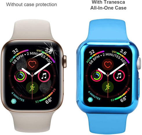 8 Pack 44mm Watch Case with Built-in HD Clear Ultra-Thin TPU Screen Protector Cover Compatible with Apple Watch Series 4/5/6/SE (Clear+Black+Gold+...