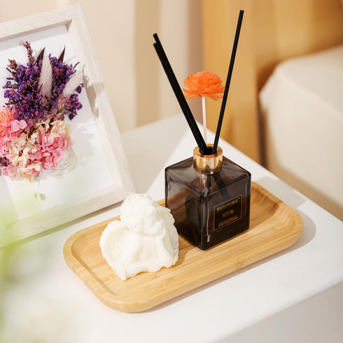 9.84" Small Bamboo Vanity Tray, Bathroom Tray Countertop Organizer Tray for Candle Perfume Soap Dispenser Jewelry Keys, Moso Bamboo...