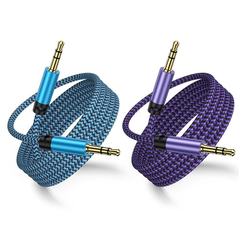 3.5mm Audio Cable,5FT 2Pack Aux Cord 3.5 mm Male to Male Car Stereo Jack Cord TRS Auxiliary Audio Cable Hi-Fi Sound Headphone Braided Cable for Sa...