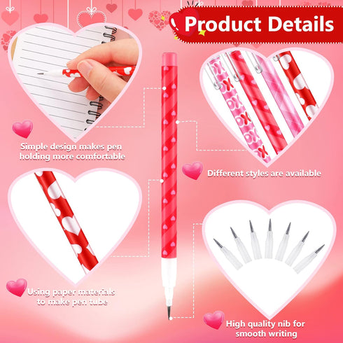 Valentine's Day Pencils Plastic Pencils Party Favors for Kids Valentines Stackable Pencils Novelty Pencils Bulk Heart Pencils for Classroom Reward...