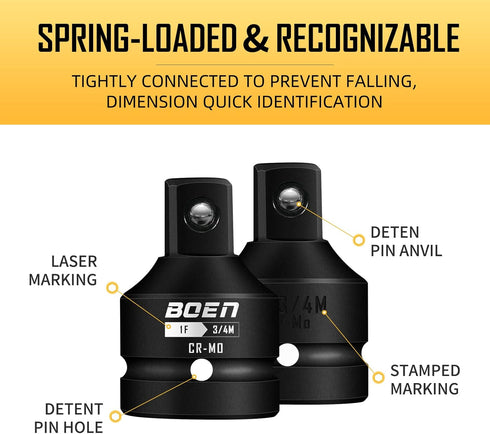 BOEN 1"F to 3/4"M Impact Socket Adapter, Cr-Mo Steel,Socket Adapter Set for Impact Driver Conversions...