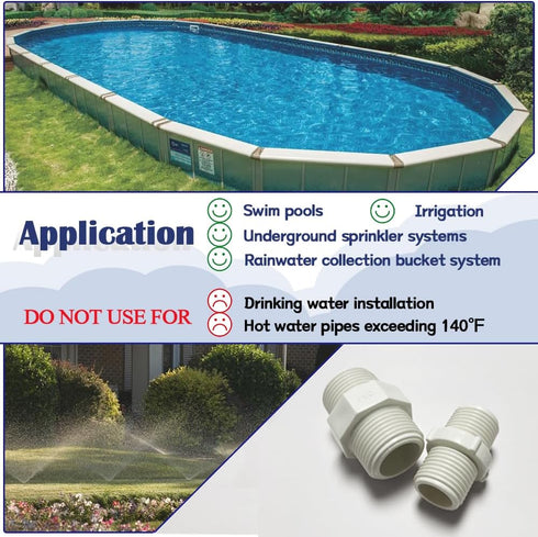 12PCS 3/4 Inch PVC Pipe Fitting Hex Nipple G3/4 Male X G3/4 Male Coupling Adaptor of Thread Plumbing PIPE Connection HE023-3/4...