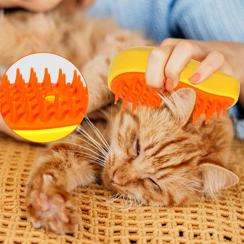 Cat Steam Brush - 3 In 1 Cat Steamy Brush, Silicone Massage Grooming Brush Rechargeable Pet Hair Remover and Grooming Tool – USB Powered Pet Acces...