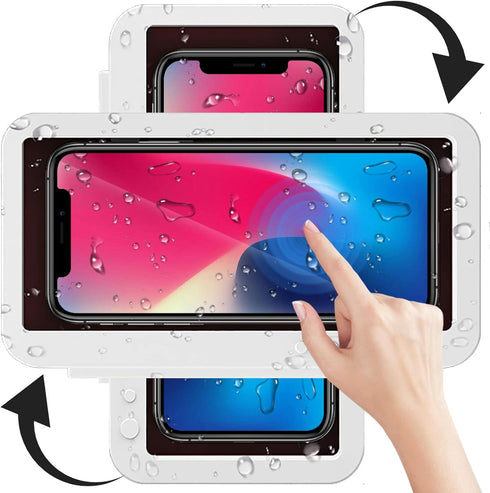 Shower Phone Holder Waterproof - Anti Fog High Sensitivity Touch Screen, 360°Rotation Wall Mount Shower Case for Phone for Bathroom Wall Mirror Ba...