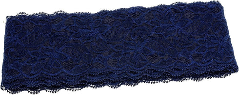ATRBB 10 Yards 3 Inch Wide Elastic Lace Trim Floral Pattern Lace Ribbon for Garment,Crafts and Gift Wrapping (Navy)...