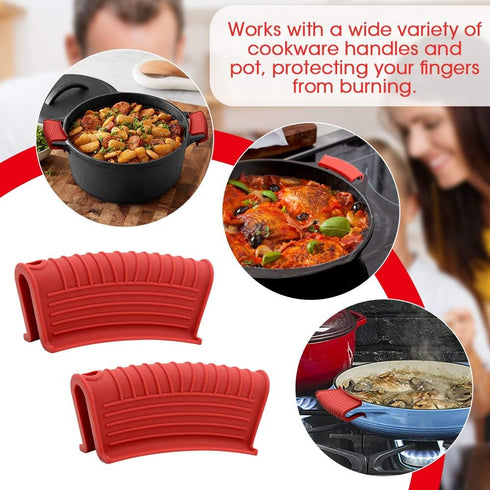 Silicone Assist Hot Pan Handle Holder Hot Skillet Handle Covers Pot Holder Sleeve Cast Iron Skillets Nonslip Heat Resistant for Enameled Griddles ...