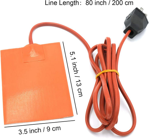9 x 13cm 75W 120V Silicone Heater Engine Block Oil Pan Hydraulic Tank Heating Plate (US Standard Plug)...