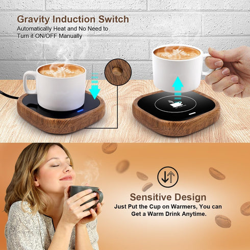 Coffee Mug Warmer, Candle Warmer, Coffee Warmer for Desk Auto Shut Off, Mug Warmer for Coffee, Tea, Beverage, Hot Chocolate, Milk,Wood Grain...