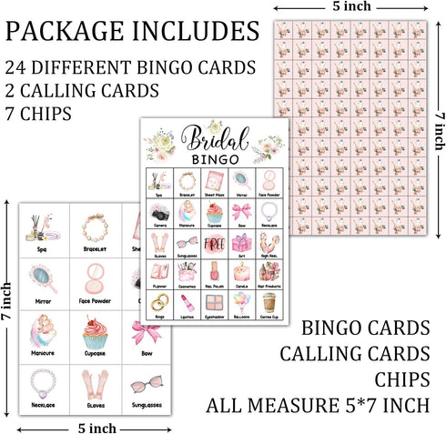 Bridal Shower Party 24 Players Bingo Game Set, Wedding Party Bingo Card, Home Large Groups Party Game Activities for Family and Friends, Adult Eng...