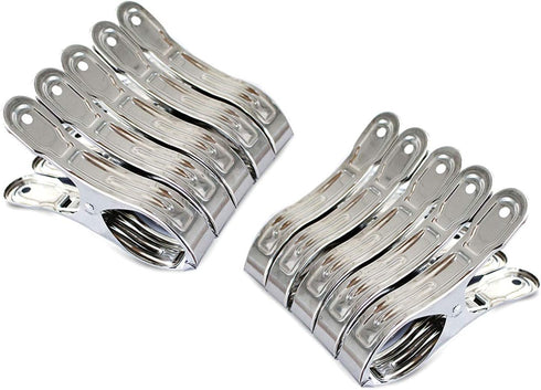 Outdoor Heavy Duty clothespins 10 Pack Large Stainless Steel Quilt Clips,Beach Towel Clips,Curtain Clamps,Rubber Tipped Metal Clothes...