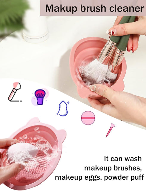 Silicone Makeup Bag, Makeup Brush Holder Travel Case, Cosmetic Brush Bag with Anti-Fall Out Strap, Portable Brushes Organizer for Women, Include B...