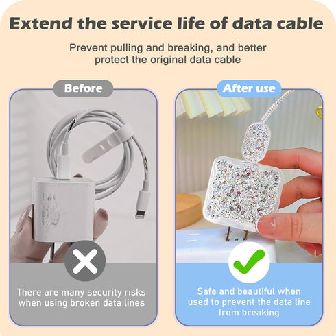 Luxury Cable Protector Suitable for Apple iPhone Charger Clear Wave Edge Design,Data Line USB Case Wire Cable Saver Phone Charger Protector for iP...