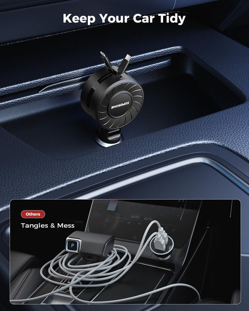 ?Dual Lightning? Retractable Car Phone Charger for iPhone, Small Lightning Car Charger USB C Cigarette Lighter Adapter for Apple iPhone 14 13 12 1...