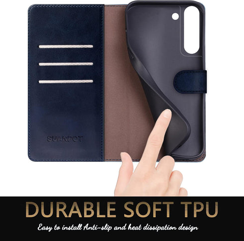 SUANPOT for Samsung Galaxy S21+/S21 Plus 6.7"(Non S21 6.2") with RFID Blocking Leather Wallet case Credit Card Holder, Flip Folio Book Phone case ...