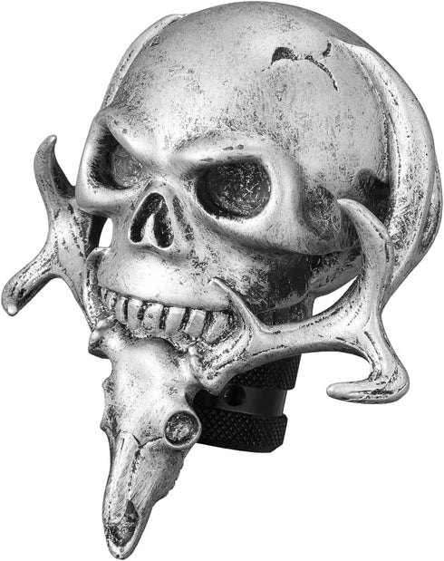 Shift Knob Automatic Skull Shape Universal Gear Knob Replacement with 3 Adapter Silver...