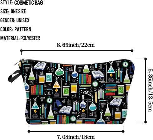 Women Travel Bag Chemistry Pattern Printed Cosmetic Bag Makeup Bag Small Pouch Gift for Women hz7093...