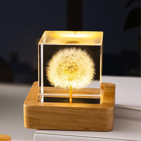 Glass Balls 3D Dandelion Crystal Glass Cube Transparent Desktop Statue Ornament for Birthday Wedding Valentine Home Decor(1.97 in)...