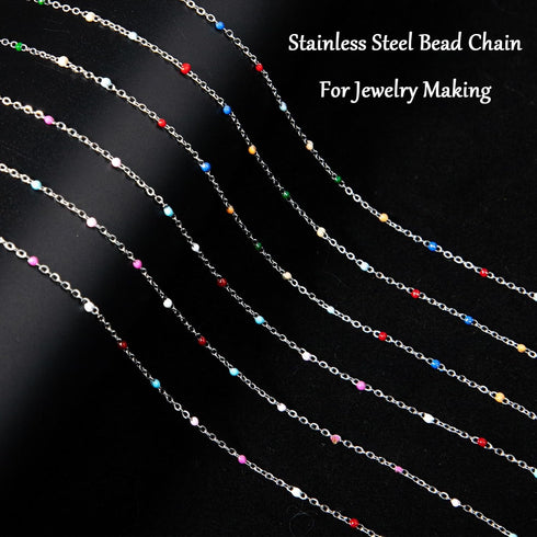 16.4 Feet/5M Necklace Chain for Jewelry Making Colorful Beaded Jewelry Chains for DIY Necklace Bracelet Anklet Craft Jewelry Making Supplies with ...