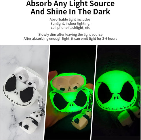 Compatible with Apple AirPods 3rd Generation Case Cover with Cleaner Kit and Cute Panda Keychain, Glow in The Dark Airpods 3 Case 3D Funny Anime C...