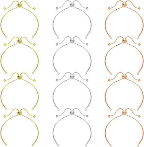 12pcs Adjustable Slider Bracelet Slider Extender Chains Adjustable Slider Bracelet with Ball Ends Adjustable Bracelet Chain Extender Chains for Br...