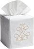 Jacaranda Living Square Tissue Box Cover, Linen/Cotton Fabric Tissue Holder, Decorative Cloth Tissue Cube Cover, Scrolls Design French Scroll (Bei...